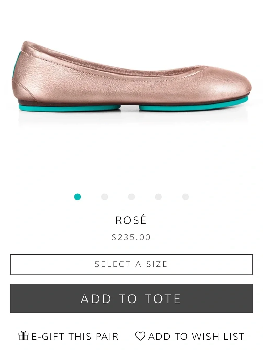 Tieks Metallic Rose Gold Flats